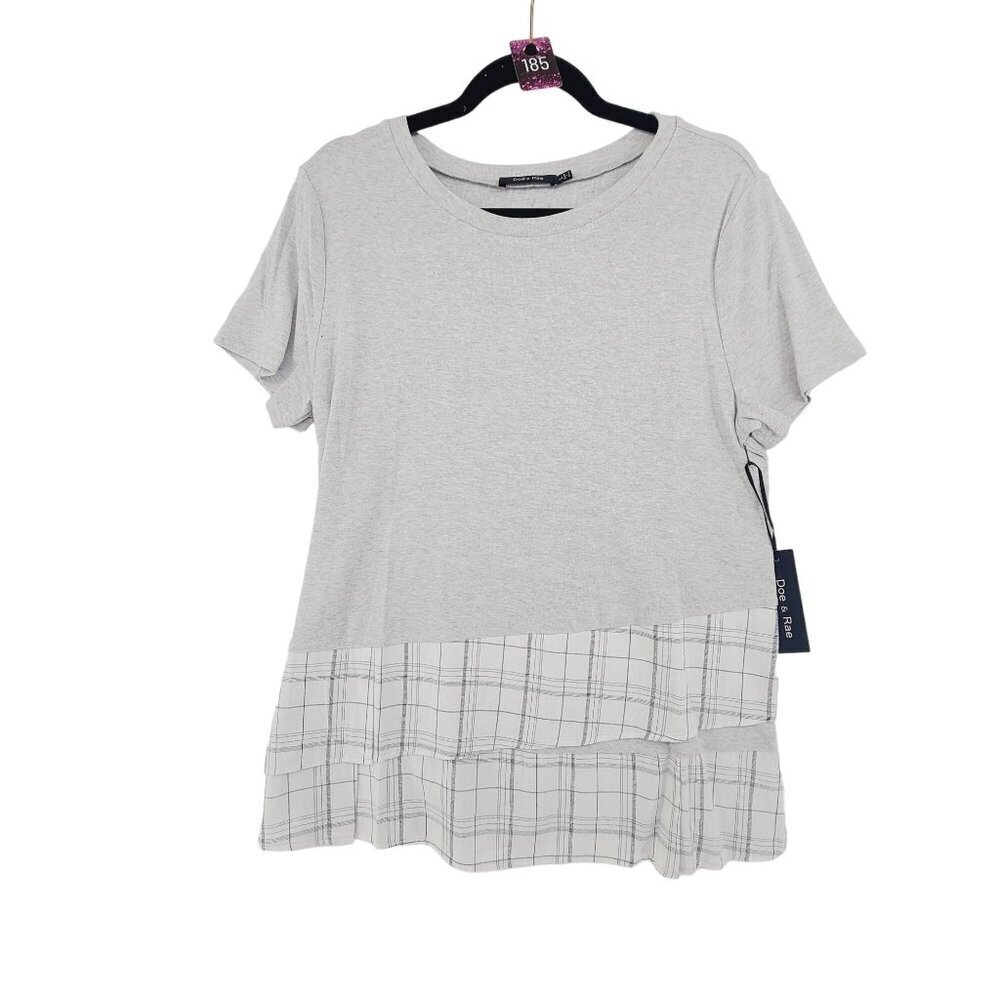 41. Doe & Rae NWT Women's Short Sleeve Tunic T Shirt Top Gray - Picture 2 of 9